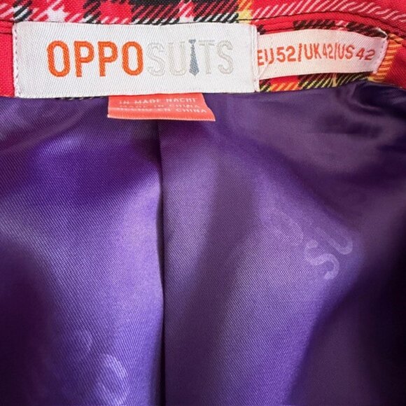 OPPOSUITS Red Tartan Plaid Lumberjack Suit Sz 42 - Picture 7 of 14